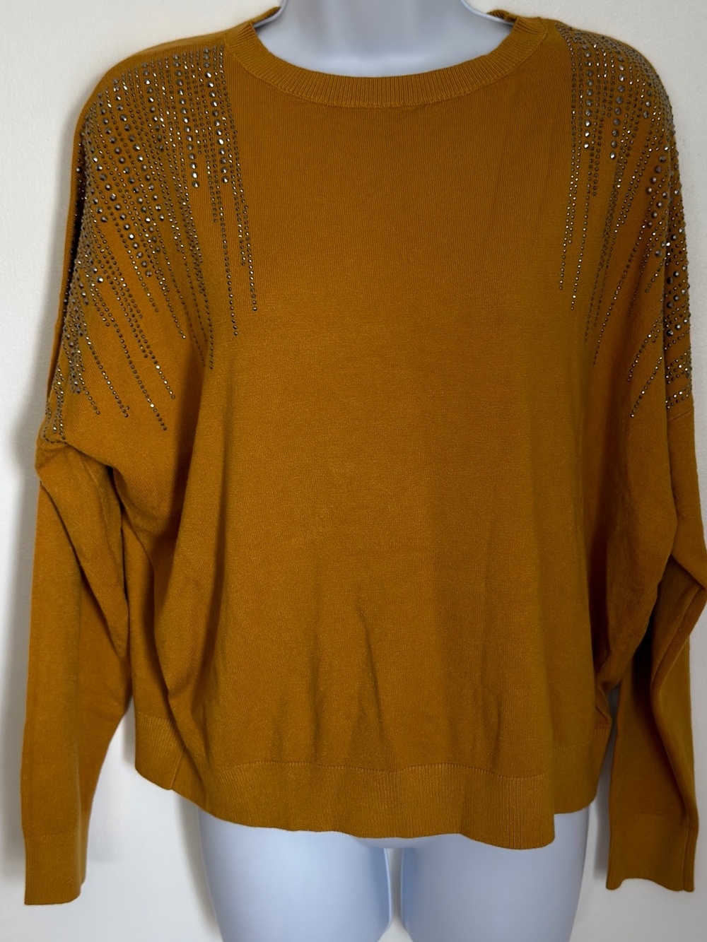 Embellished Shoulder Sweater in Mustard Like New
